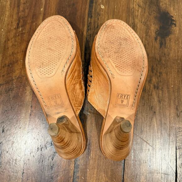 Frye brown leather strappy cone block heel sandals size 7.5 - Picture 6 of 7